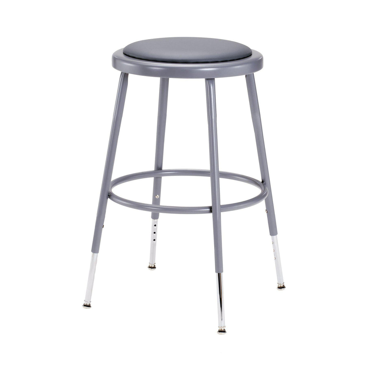 Height Adjustable Heavy Duty Vinyl Padded Steel Stool-Stools-Grey-19" - 27"-