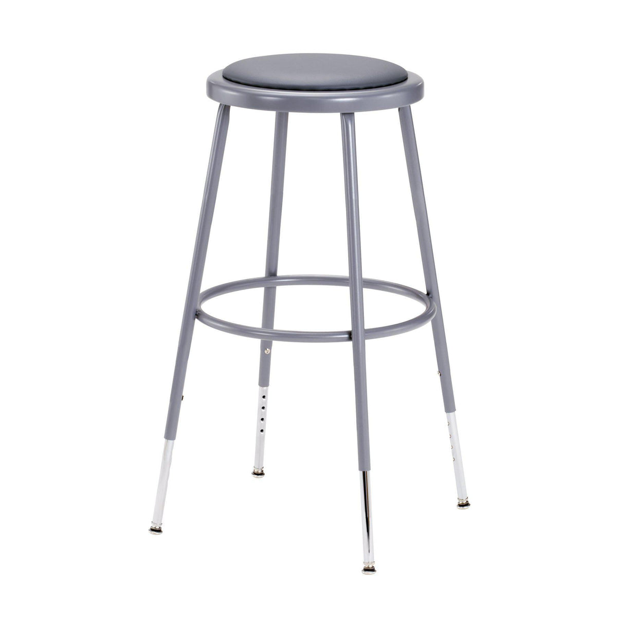 Height Adjustable Heavy Duty Vinyl Padded Steel Stool-Stools-Grey-25" - 33"-