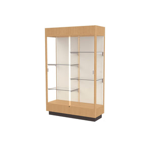 Heritage Series Lighted Floor Display Case with Hardwood Finish, 48"W x 76"H x 18"D