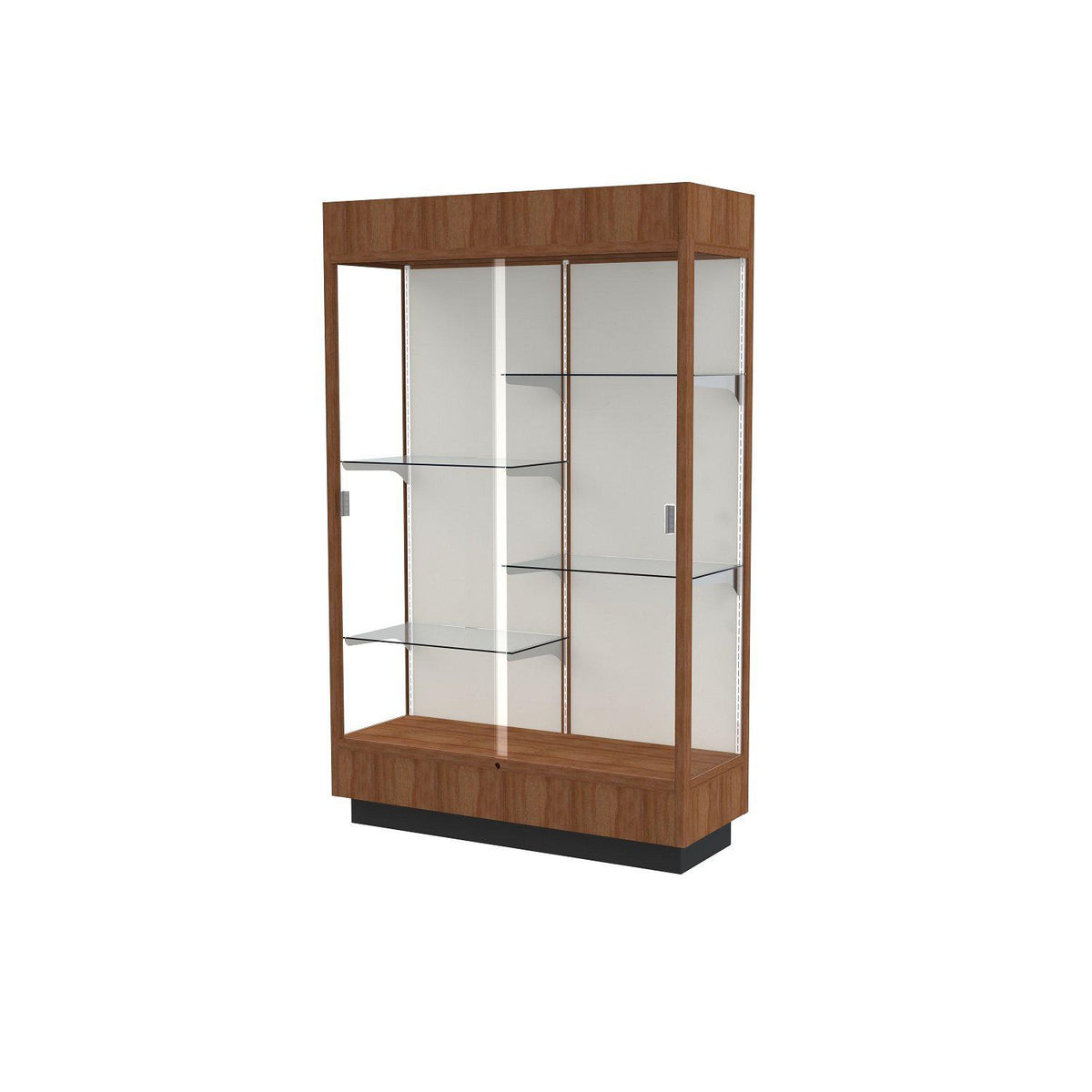 Heritage Series Lighted Floor Display Case with Hardwood Finish, 48"W x 76"H x 18"D