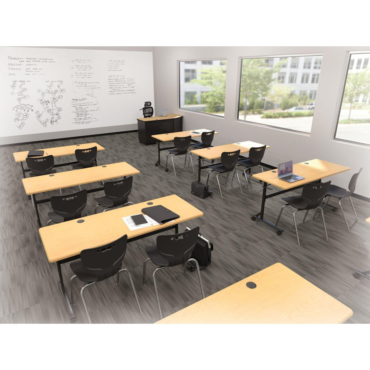 Hierarchy 4-Leg School Chair, Chrome Frame, 5 Pack-Chairs-