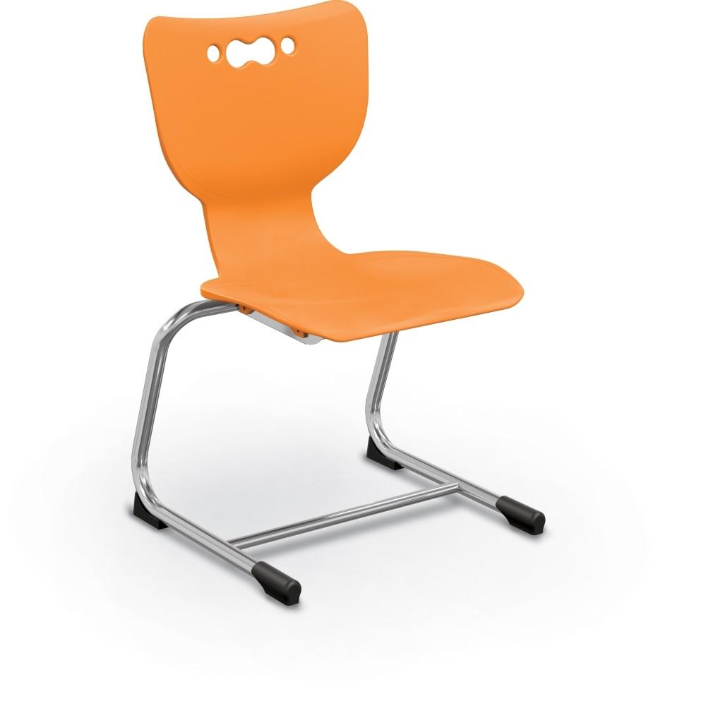Hierarchy Cantilever School Chair, Chrome Frame, 5 Pack-Chairs-14"-Orange-