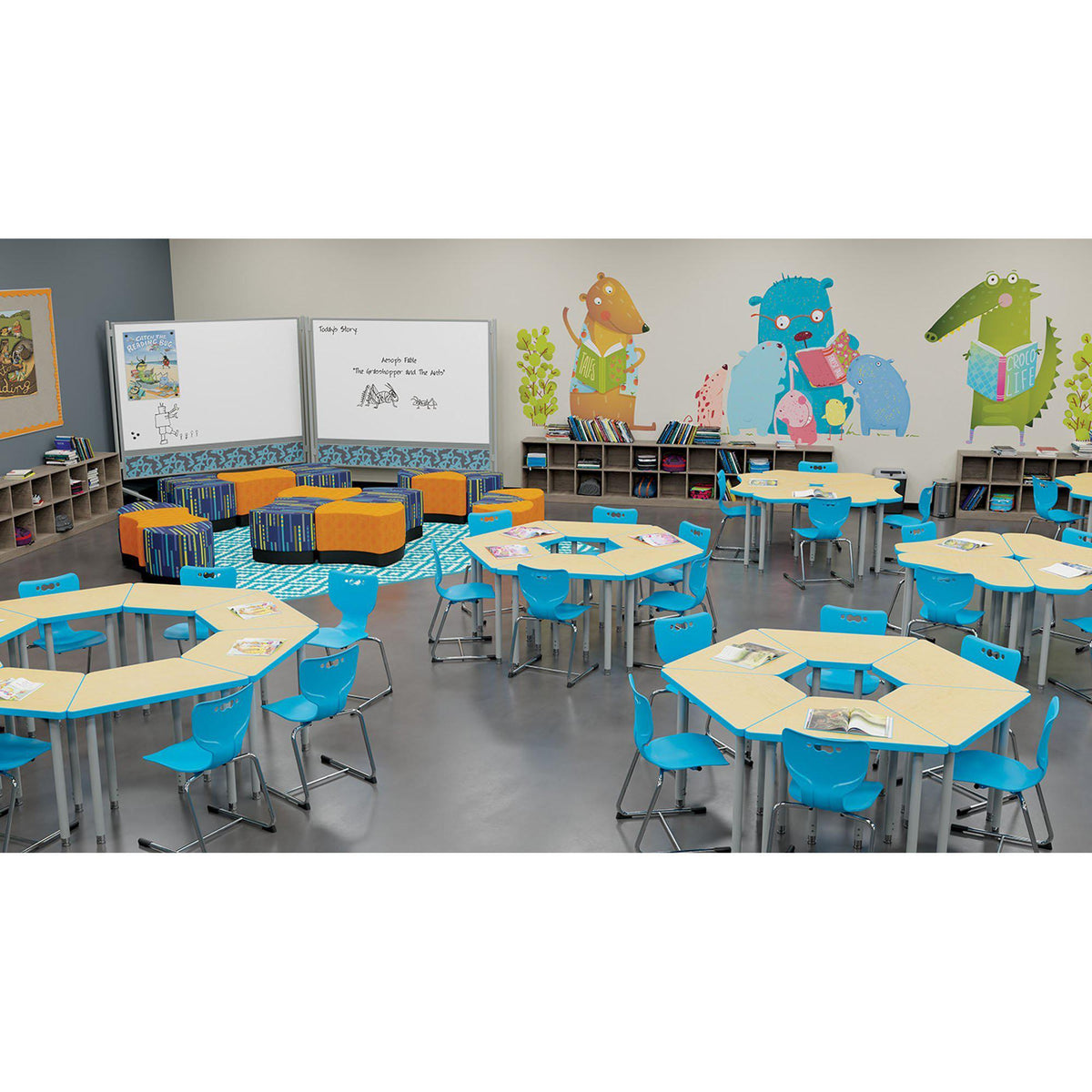 Hierarchy Cantilever School Chair, Chrome Frame, 5 Pack-Chairs-