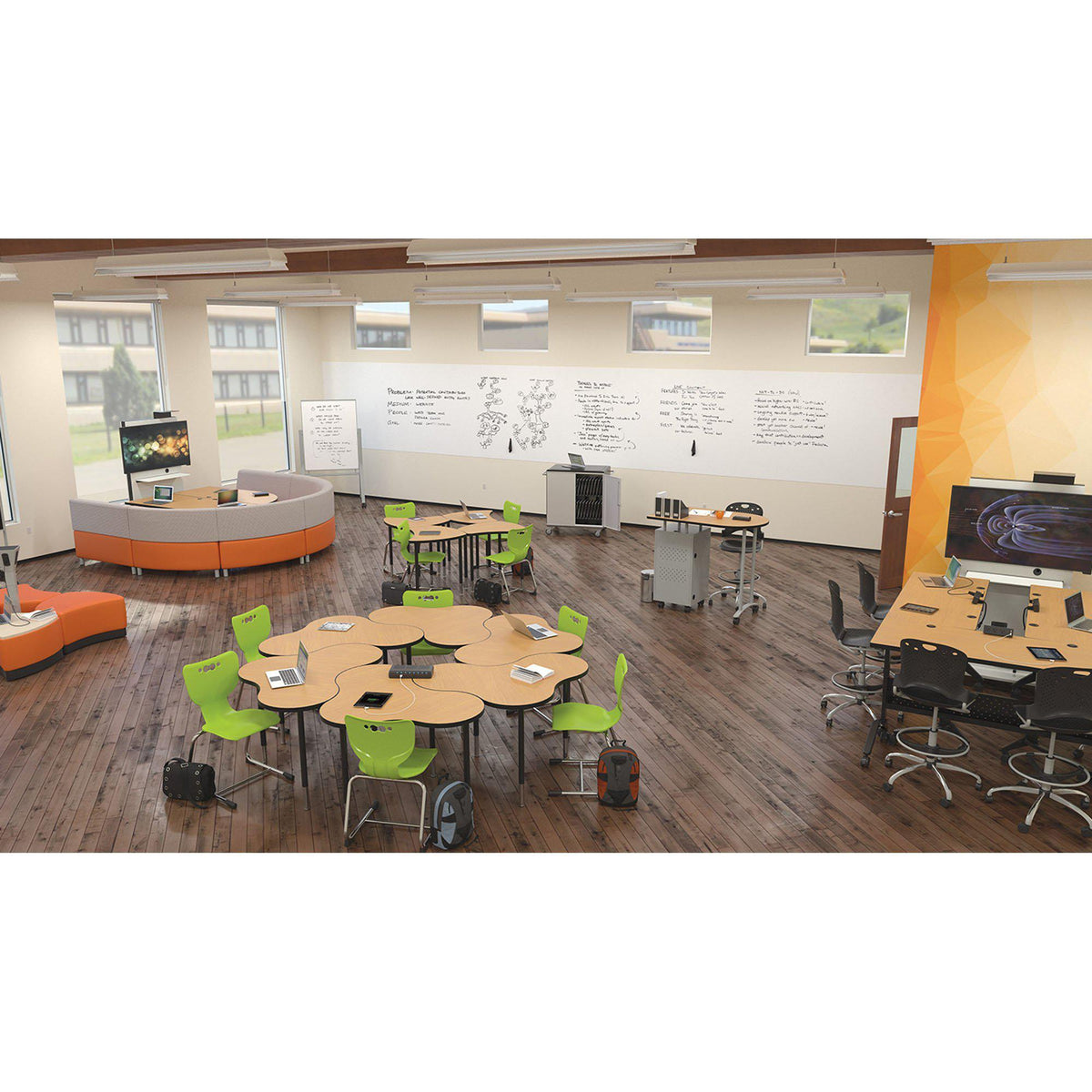 Hierarchy Cantilever School Chair, Chrome Frame, 5 Pack-Chairs-