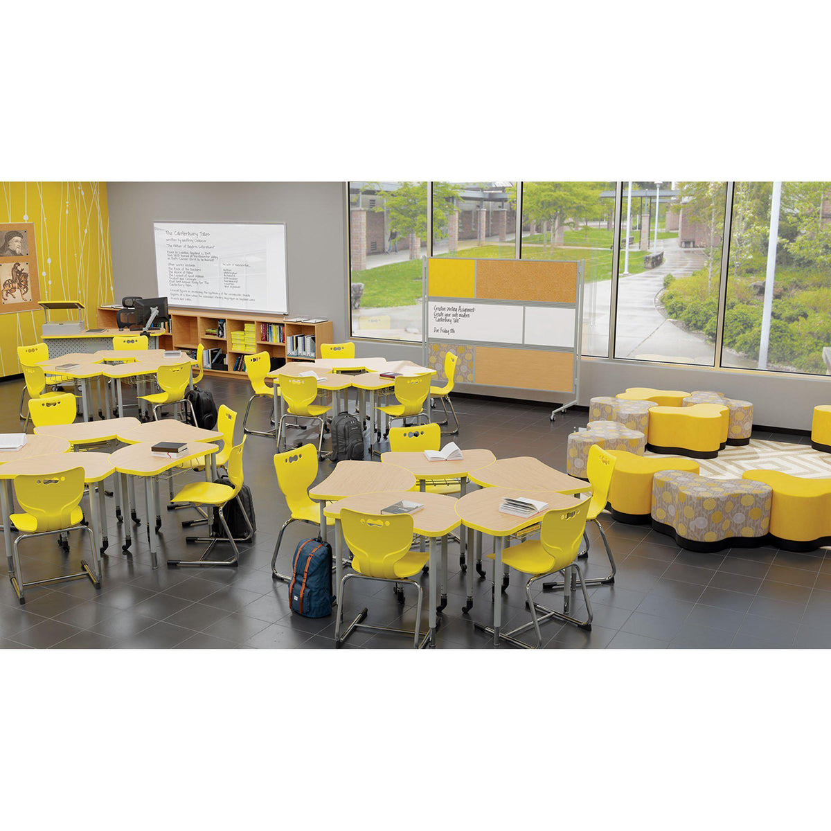 Hierarchy Cantilever School Chair, Chrome Frame, 5 Pack-Chairs-