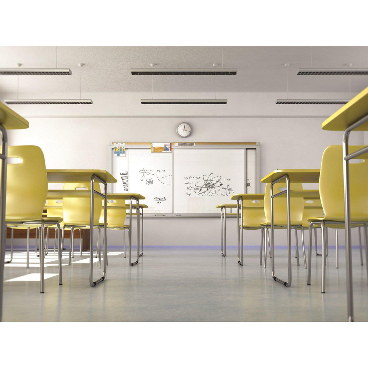 Horizontal Sliding Porcelain Magnetic Whiteboard, 4' H x 8' W