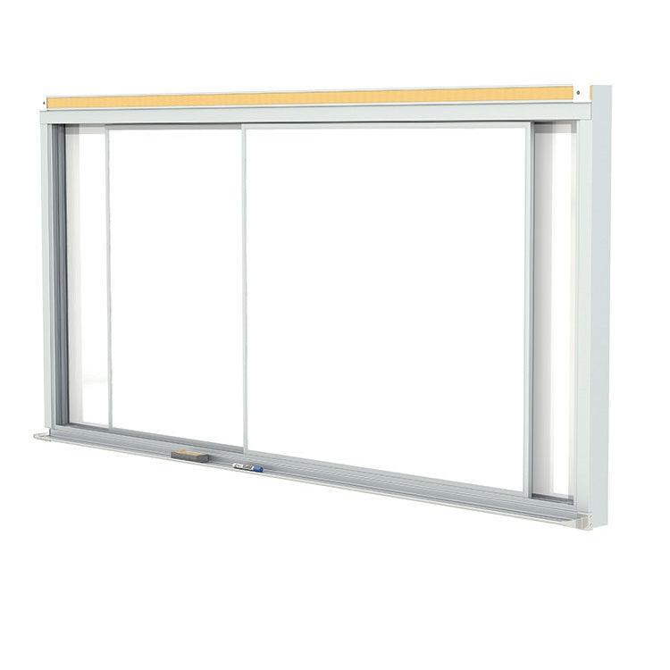 Horizontal Sliding Porcelain Magnetic Whiteboard, 4' H x 6' W