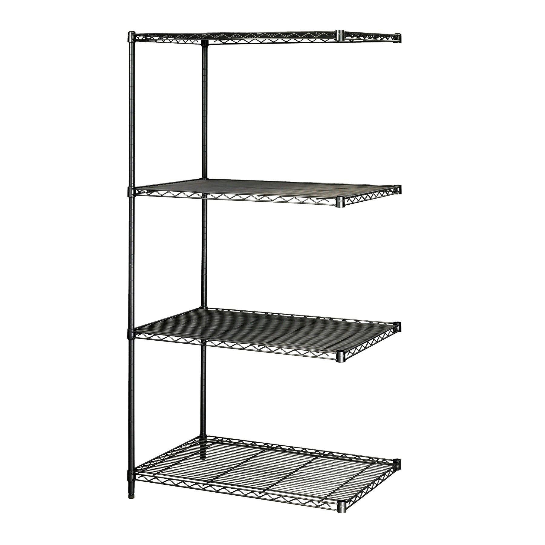 Industrial Wire Shelving Add-On Unit, 24 x 36"-Storage Cabinets & Shelving-Black-