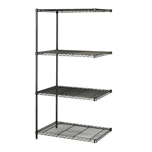 Industrial Wire Shelving Add-On Unit, 24 x 36"-Storage Cabinets & Shelving-Black-