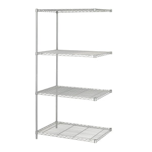Industrial Wire Shelving Add-On Unit, 24 x 36"-Storage Cabinets & Shelving-Metallic Gray-