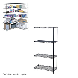 Industrial Wire Shelving Add-On Unit, 36 x 18"-Storage Cabinets & Shelving-Black-