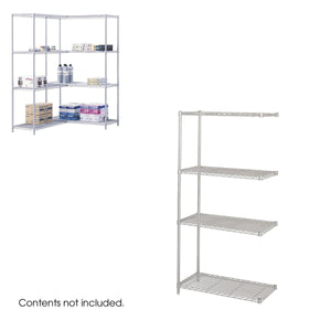 Industrial Wire Shelving Add-On Unit, 36 x 18"-Storage Cabinets & Shelving-Metallic Gray-