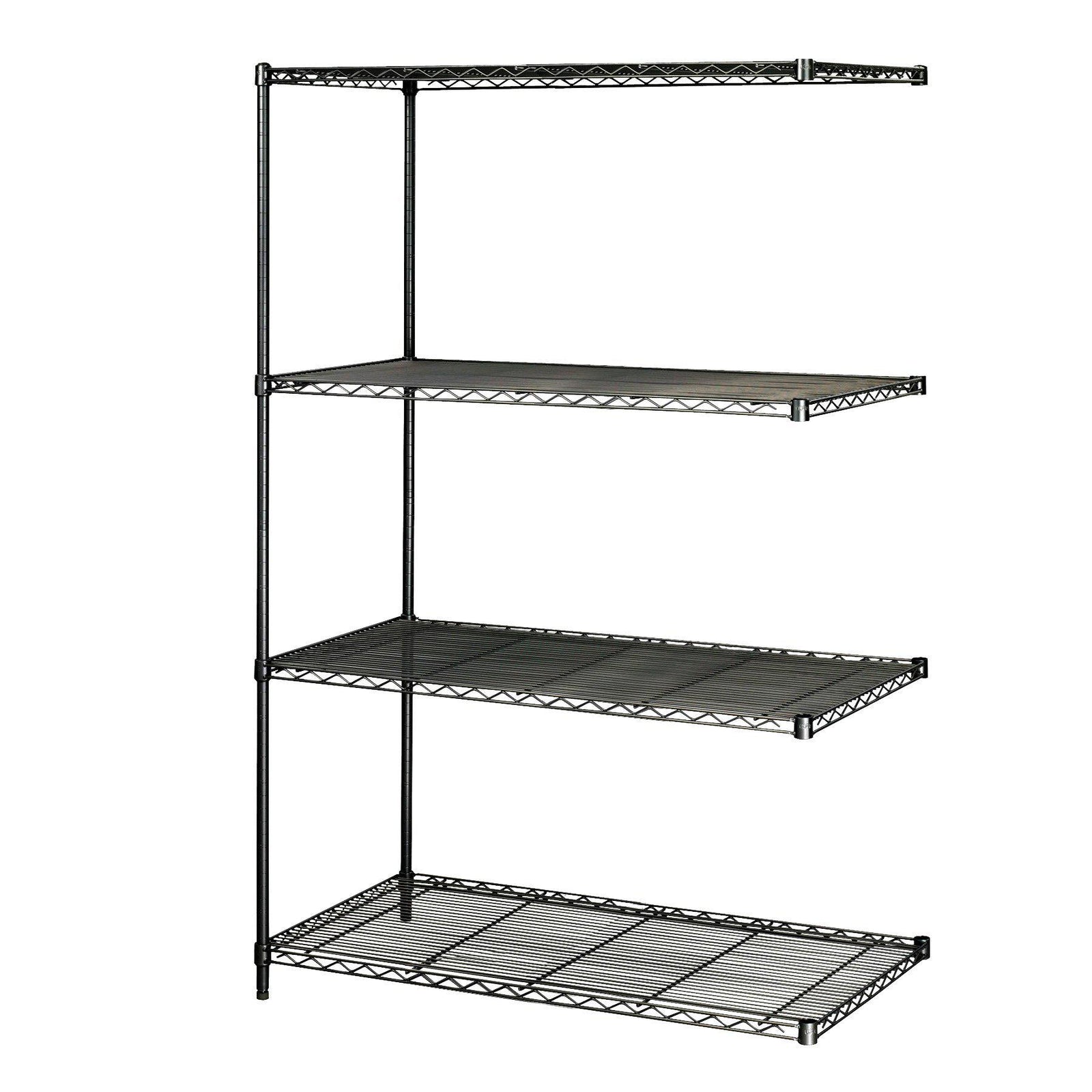 Industrial Wire Shelving Add-On Unit, 48 x 24"-Storage Cabinets & Shelving-Black-