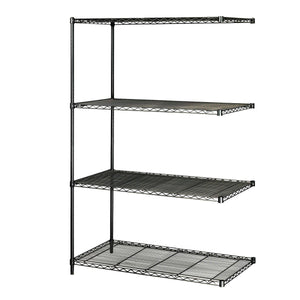 Industrial Wire Shelving Add-On Unit, 48 x 24"-Storage Cabinets & Shelving-Black-