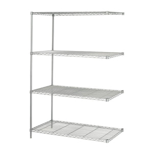 Industrial Wire Shelving Add-On Unit, 48 x 24"-Storage Cabinets & Shelving-Metallic Gray-