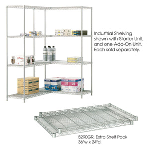  Industrial Extra Shelf Pack, 24 x 36", Metallic Gray, Pack of 2