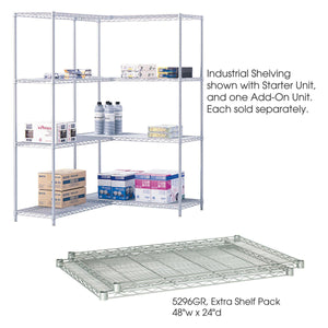  Industrial Extra Shelf Pack, 48 x 24", Metallic Gray, Pack of 2