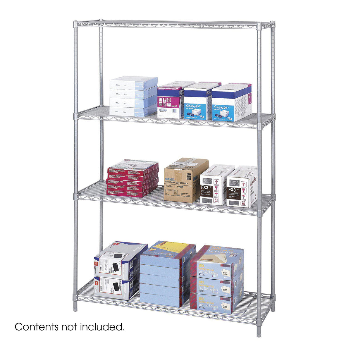  Industrial Wire Shelving, Starter Unit, 48 x 18", Metallic Gray