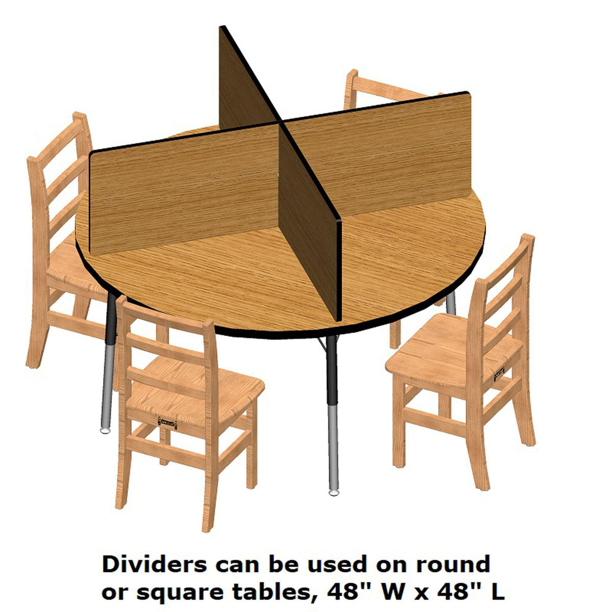 Jonti-Craft® Study Carrels-4 Carrels, Large (For tables 48" W x 48" L)-