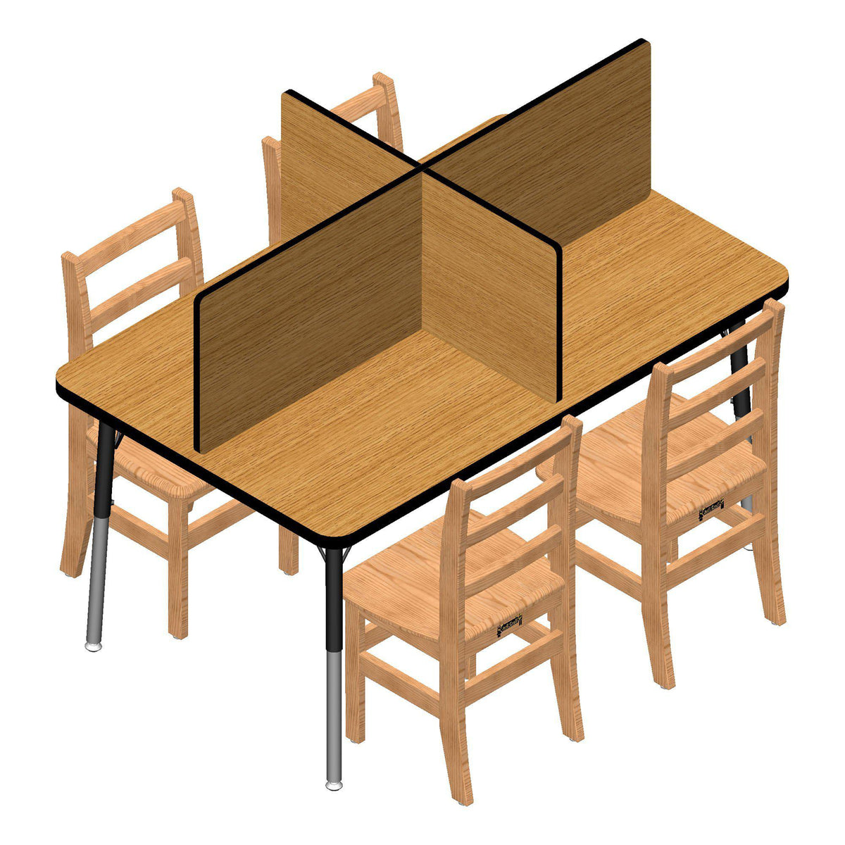 Jonti-Craft® Study Carrels-4 Carrels, Small (For tables 30" W x 48" L)-