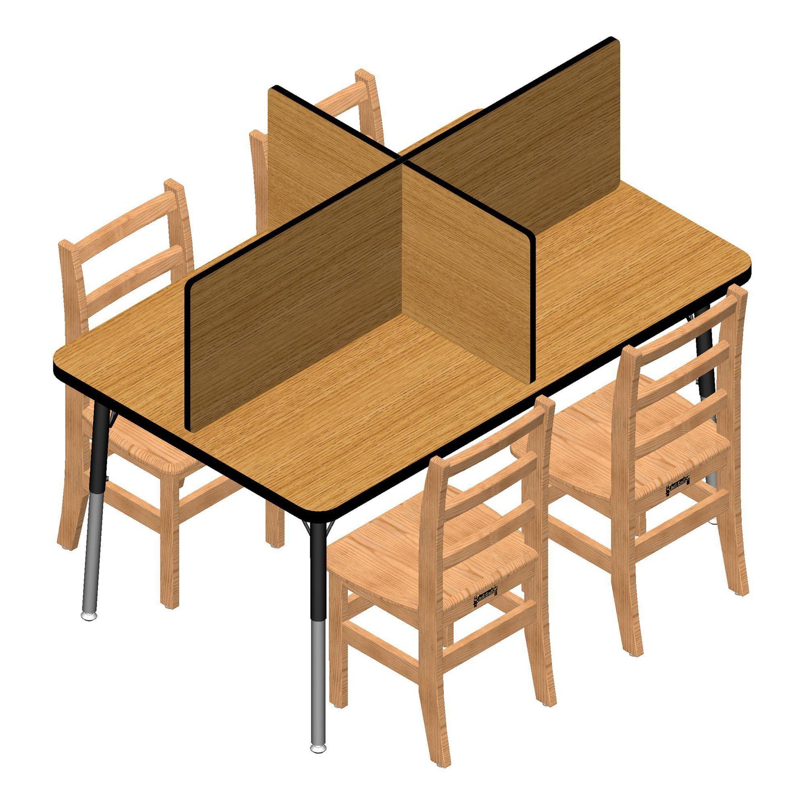 Jonti-Craft® Study Carrels-4 Carrels, Small (For tables 30" W x 48" L)-