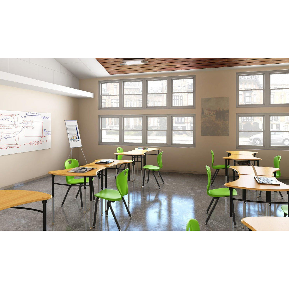 Kaleidoscope Collaborative Learning Adjustable Height Vertebrae Desk with Solid Plastic Top