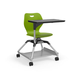 Learn2 Wave Mobile Chair with Black Worksurface-Chairs-Zesty Lime (PZL)-Starlight Silver Metallic (SX)-Yes