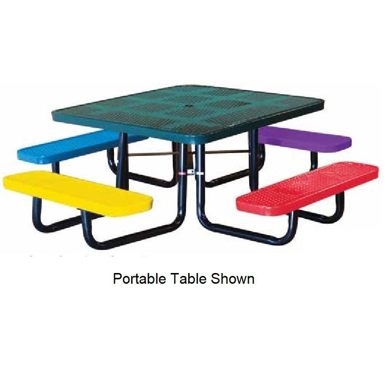 46˝ Square Children's Perforated Metal Table, In Ground