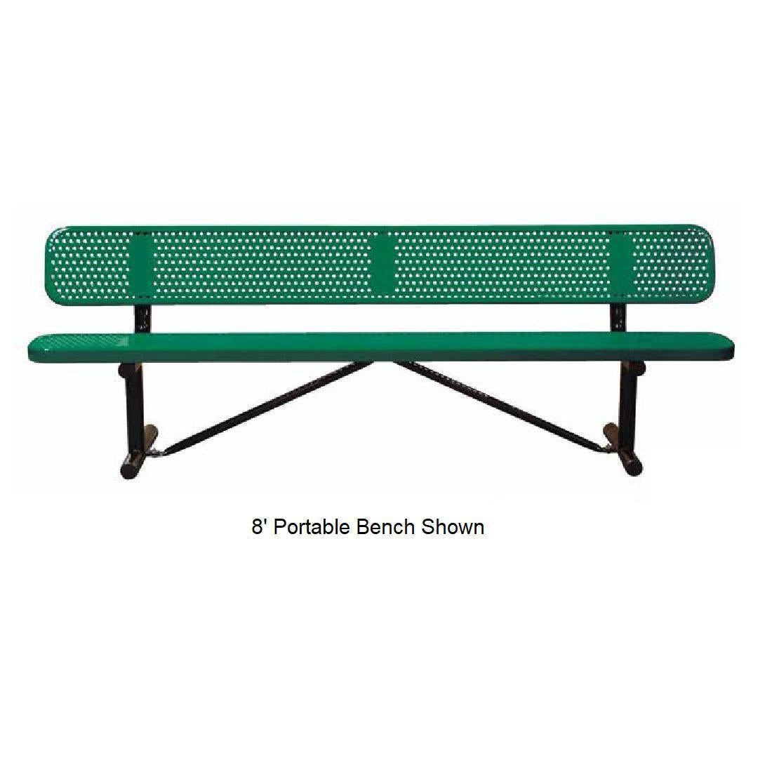 8’ Standard Perforated Metal Bench With Back, Portable