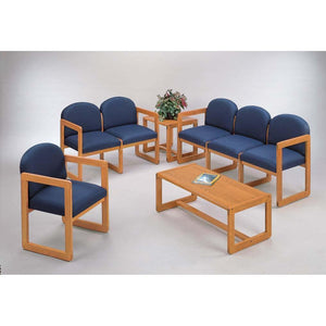 Classic Series Solid Oak Reception Seating, 4 Seat Bench, Healthcare Vinyl Upholstery, FREE SHIPPING