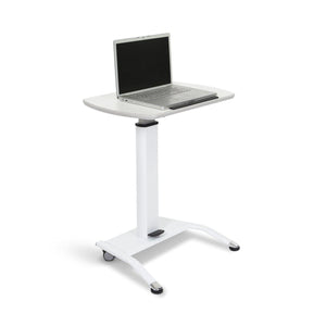 Pneumatic Adjustable-Height Lectern/Mobile Standing Desk, White Top