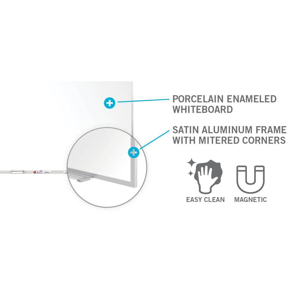 Proma 5' High Magnetic Porcelain Projection Whiteboard/Markerboard, 5' H x 12' W