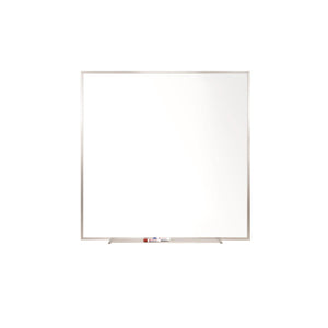 Magnetic Porcelain Whiteboard with Detachable Marker Tray, Satin Aluminum Frame, 4' H x 4' W, LIFETIME WARRANTY