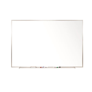 Magnetic Porcelain Whiteboard with Detachable Marker Tray, Satin Aluminum Frame, 3' H x 4' W, LIFETIME WARRANTY