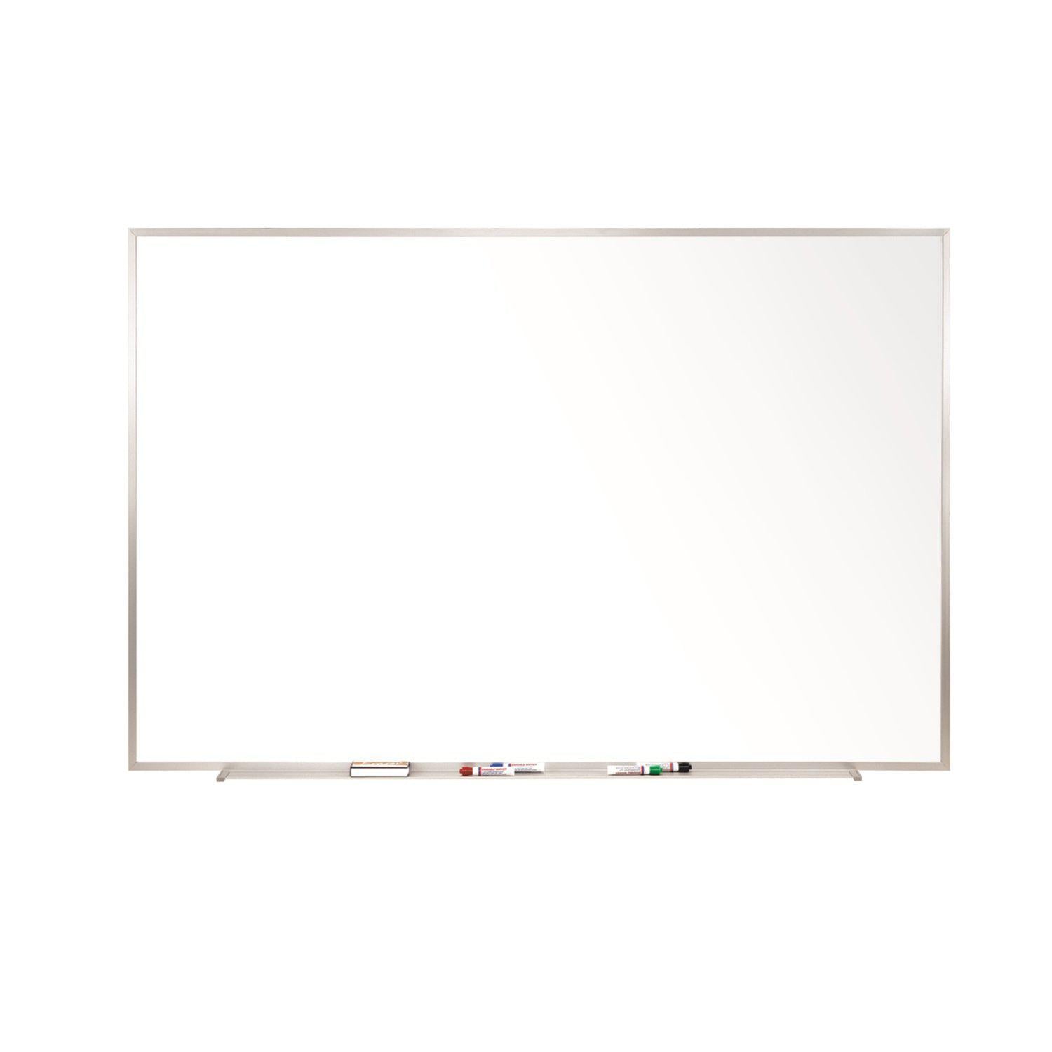 Magnetic Porcelain Whiteboard/Markerboard, Satin Aluminum Frame, 4' H x 5' W, LIFETIME WARRANTY