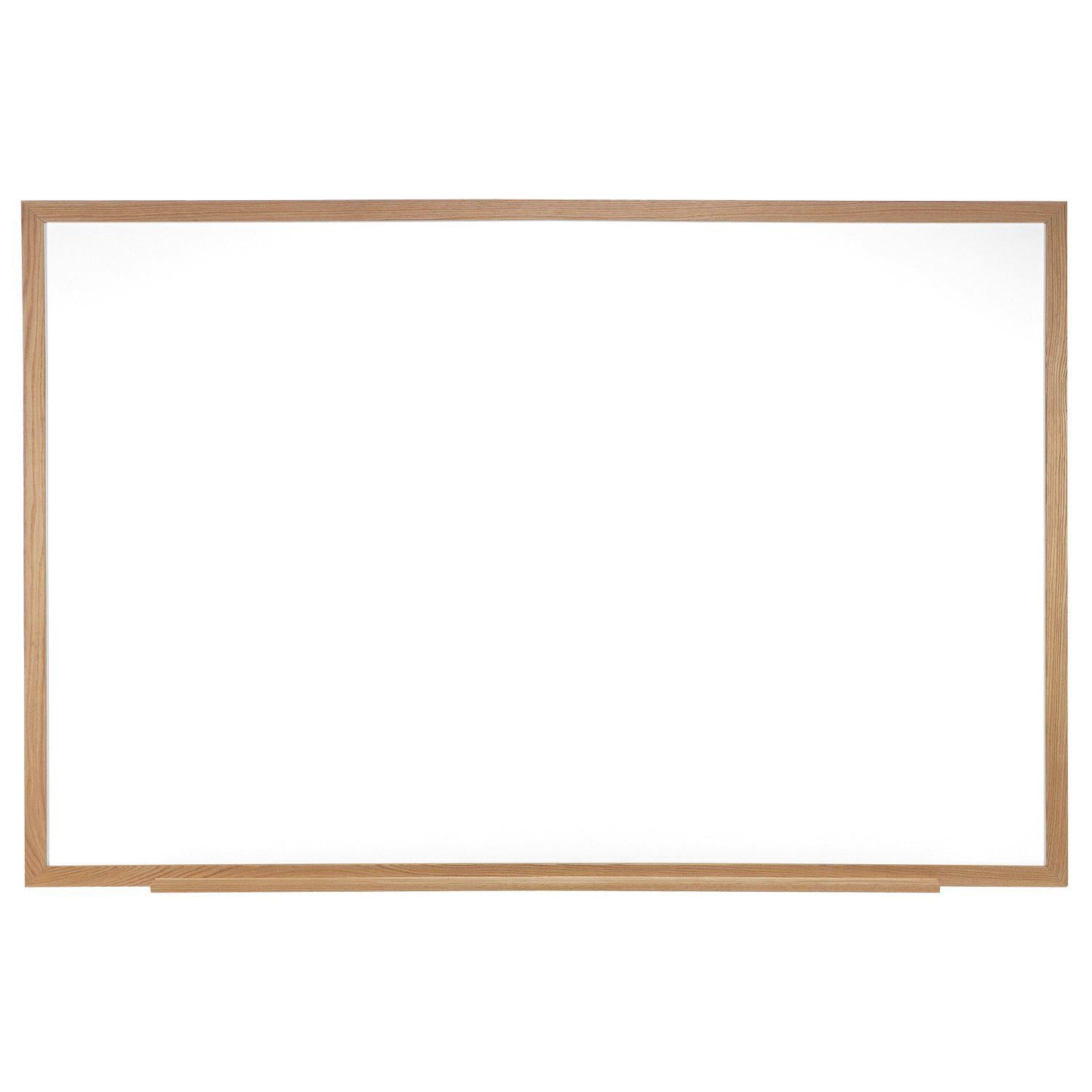 Magnetic Porcelain Whiteboard with Detachable Marker Tray, Wood Frame, 4' H x 10' W, LIFETIME WARRANTY