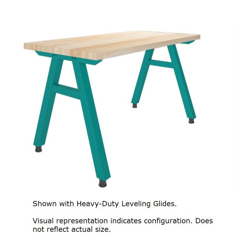 A-Frame Series Mobile Table, Maple Butcherblock Top, 48" W x 42" D x 36" H