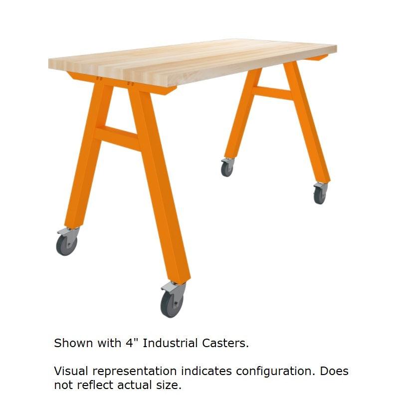 A-Frame Series Mobile Table, Maple Butcherblock Top, 60" W x 48" D x 30" H