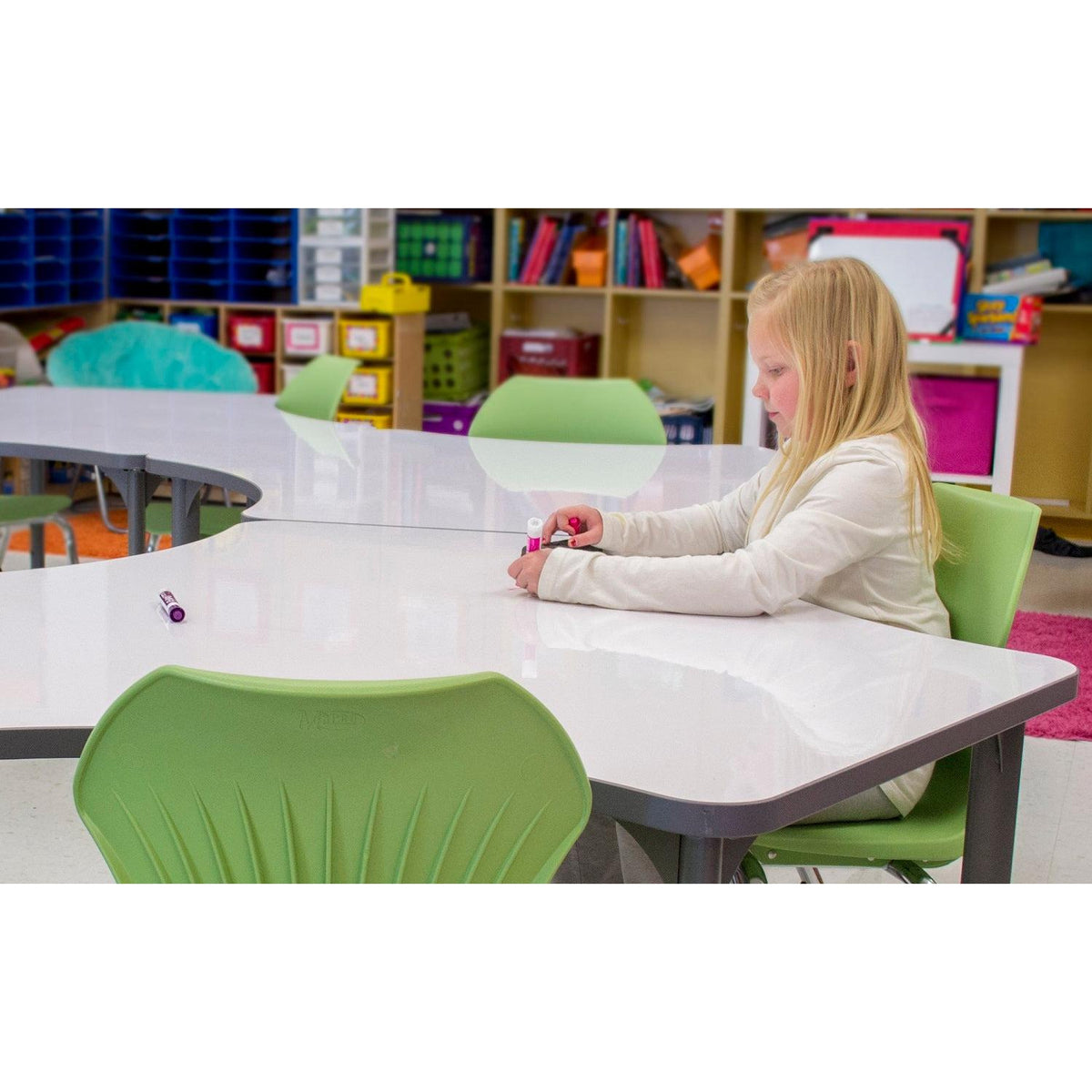 Apex Adjustable Height Collaborative Student Table with Dry Erase Laminate Markerboard Top, 36" x 72" Kidney
