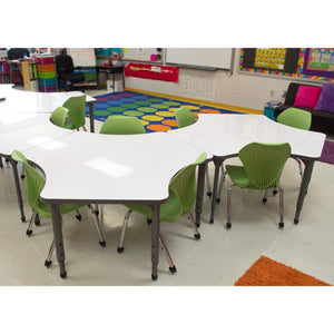 Apex Adjustable Height Collaborative Student Table with White Dry Erase Markerboard Top, 54.5" x 48" Hexagon