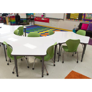 Marco Apex Adjustable Height Collaborative Student Table with Dry Erase Laminate Markerboard Top, 24" x 48" Trapezoid