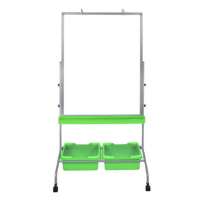 Mobile Classroom Whiteboard/Chart Stand with Storage Bins