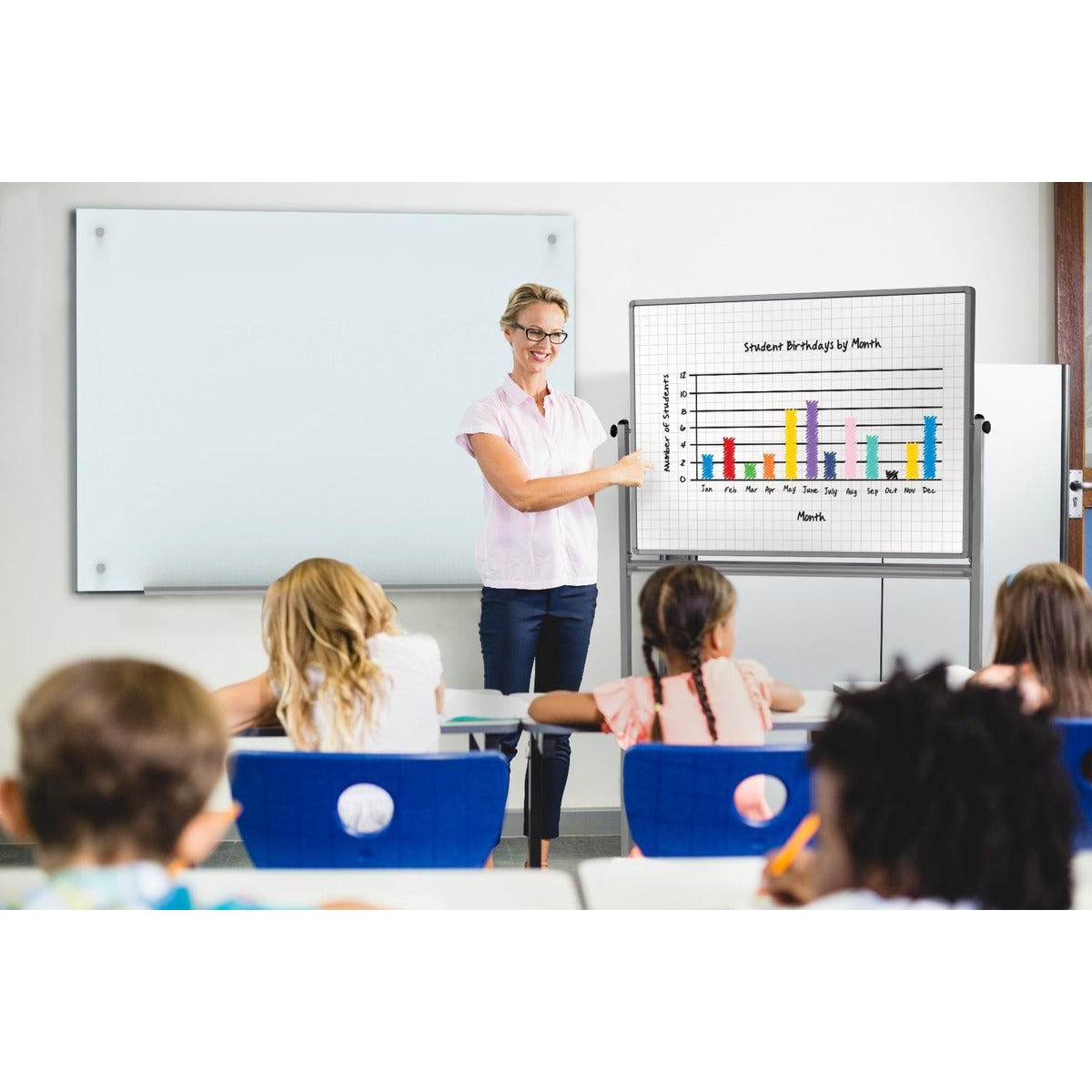 Mobile Double-Sided Magnetic Combination Ghost Grid/Whiteboard, 48" x 36"