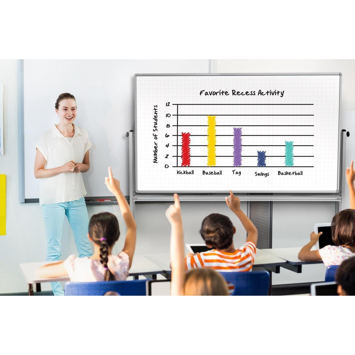 Mobile Double-Sided Magnetic Combination Ghost Grid/Whiteboard, 72" x 40"