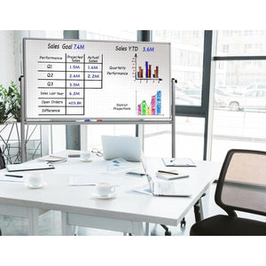 Mobile Double-Sided Magnetic Combination Ghost Grid/Whiteboard, 72" x 40"