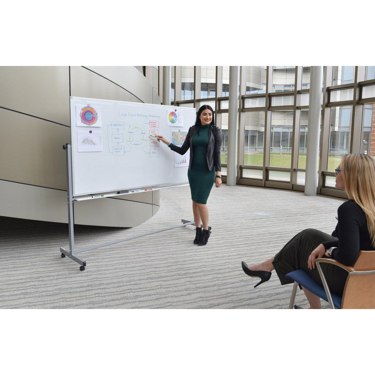 72"W x 48"H Mobile Double-Sided Magnetic Whiteboard