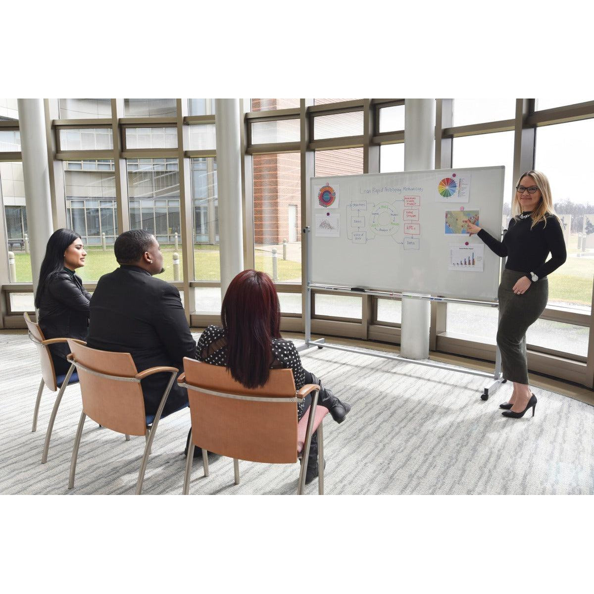 72"W x 40"H Mobile Double-Sided Magnetic Whiteboard