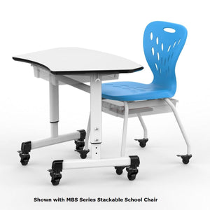 MBS Series Height Adjustable Trapezoid Student Desk with Drawer