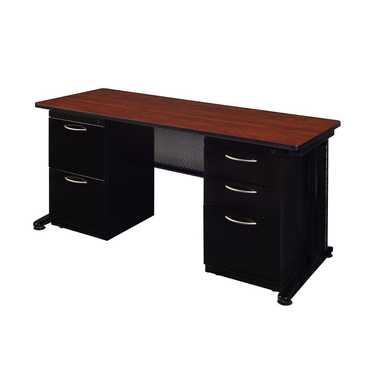 Fusion Double Pedestal Teachers Desk, 60" W x 24" D x 29" H