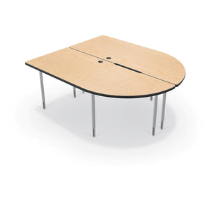 MediaSpace Large Split Piece D-Shape AV Table, 6 Ft.-Tables-Fusion Maple with Black Edgeband-Platinum-